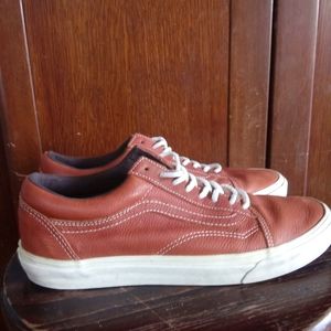 Brown leather low top Vans mens size 10